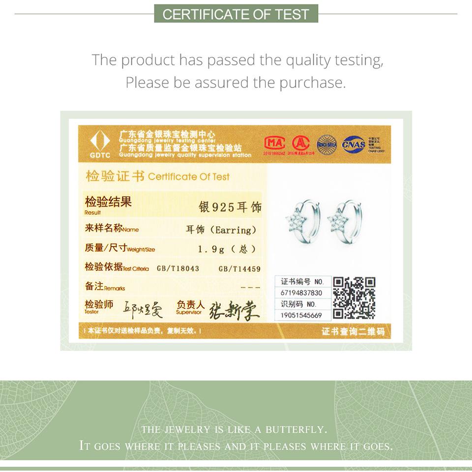 BAMOER Real 925 Sterling Silver The Starry Light Girl Earings Precious Jewelry Women Earings Gift