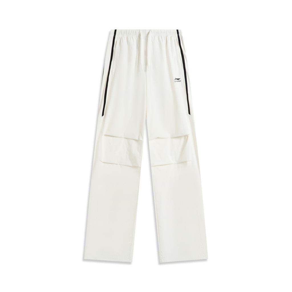 Li Ning Sports Lifestyle Series Casual Simple Striped Ice Silk Quick-Dry Cool Straight-Leg Knitted Sports Pants Women pants Off-White AYKV480-1