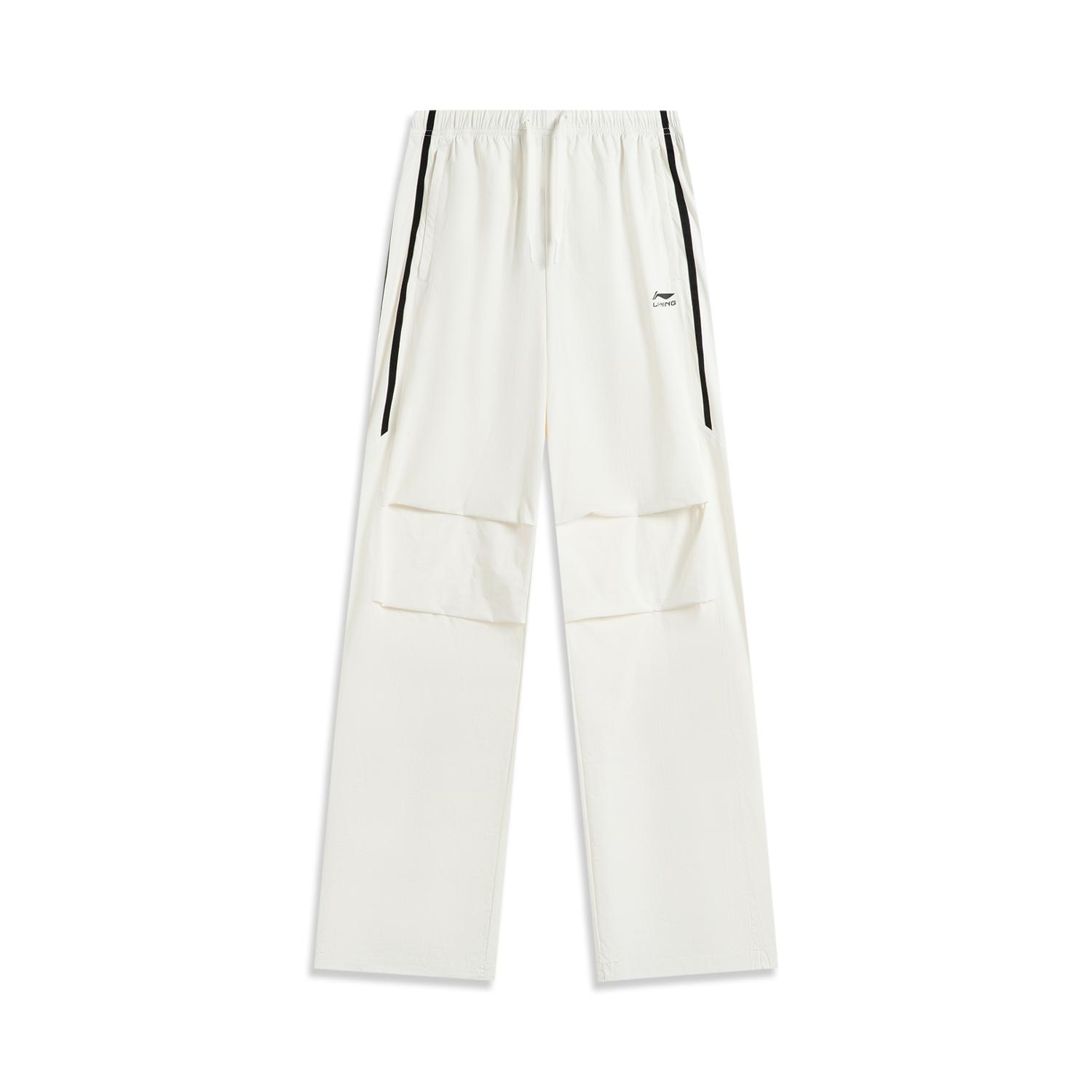 

Li Ning Серия Спортивный Стиль Жизни Повседневные Простые Полосатые Ледяной Шелк Быстросохнущие Прохладные Вязаные Спортивные Брюки Прямого Кроя Женские Брюки Молочный Белый AYKV480-1 M