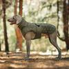 Thick Warm Dog Winter Coat Vest Outdoor Use Fleece Lined Pet Jacket In Grey Olive Green With Orange Trim