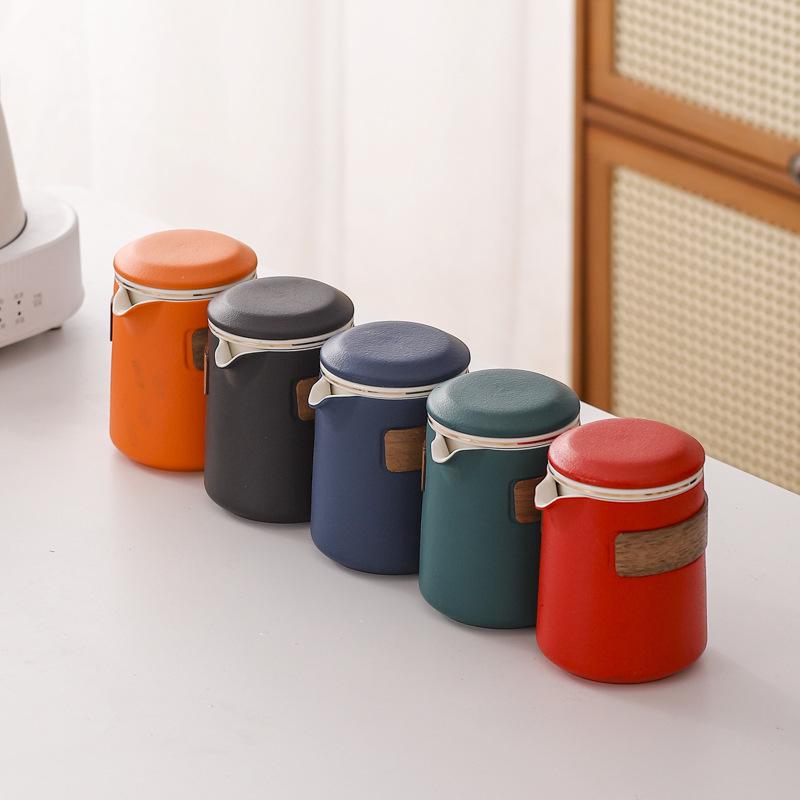 Compact Ceramic Travel Tea Set: 1 Teapot + 6 Cups for Camping or Business Gifts