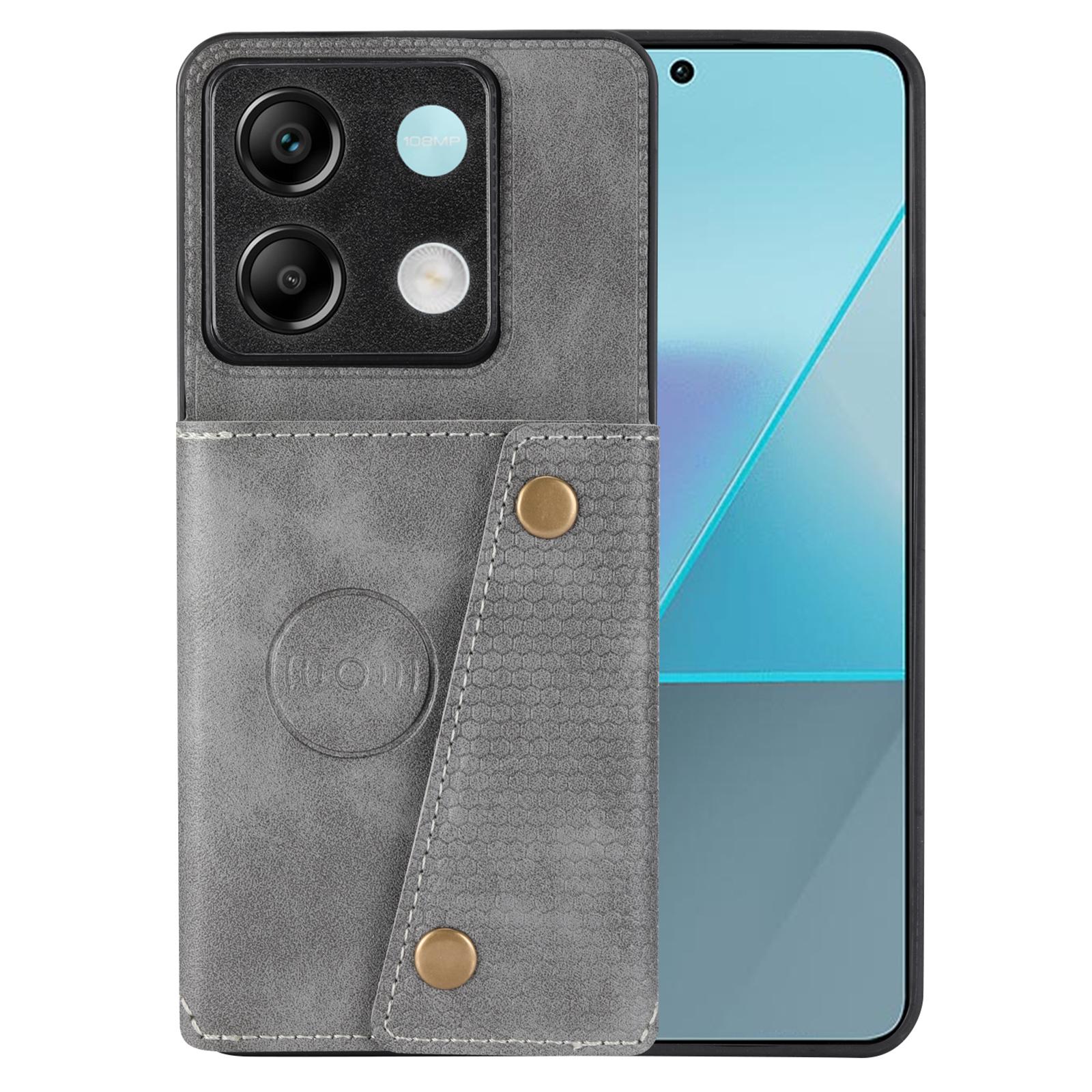 

For Xiaomi Redmi Note 13 Pro 5G/Poco X6 5G Case PU Leather+TPU Phone Cover with Card Holder Grey