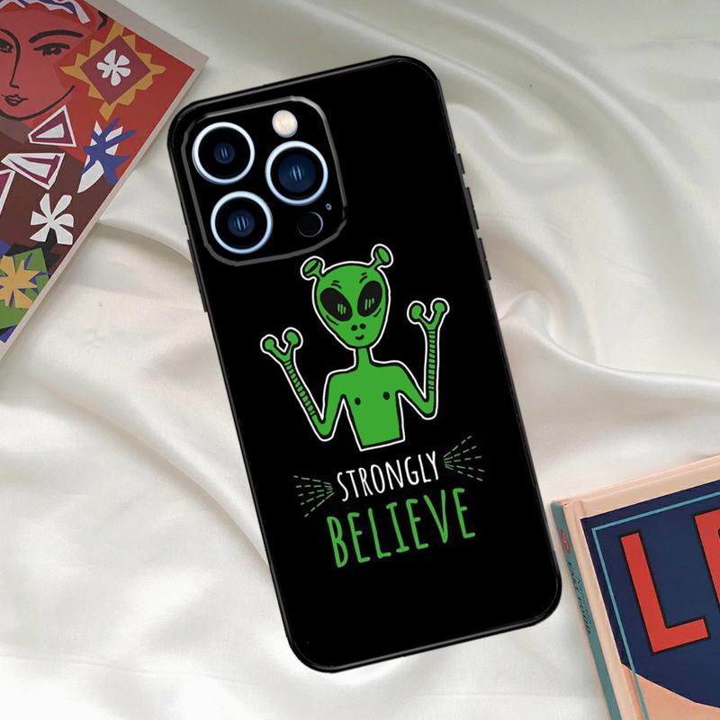Alien Martian UFO Phone Case For iPhone 15 14 12 11 13 16 17 Pro Max 15 16 Plus 13 Mini 16e 17 Air Funda Cover