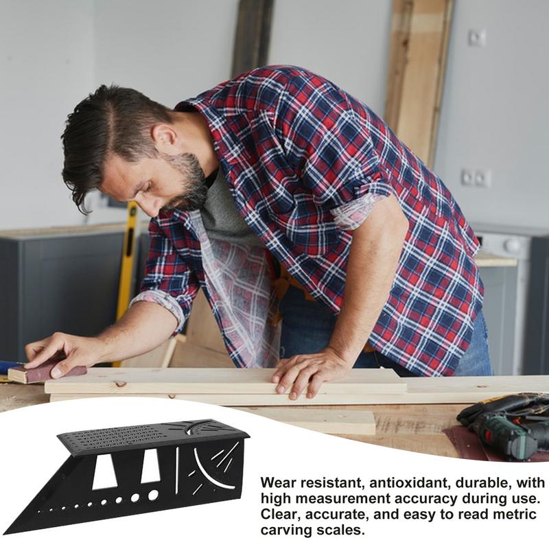 Carpenter Line Square Measuring Ruler 45 Degree 90 Degree Line Ruler 3D Angle Dovetail Shape Ruler For Home DIYwoodworking Tools
