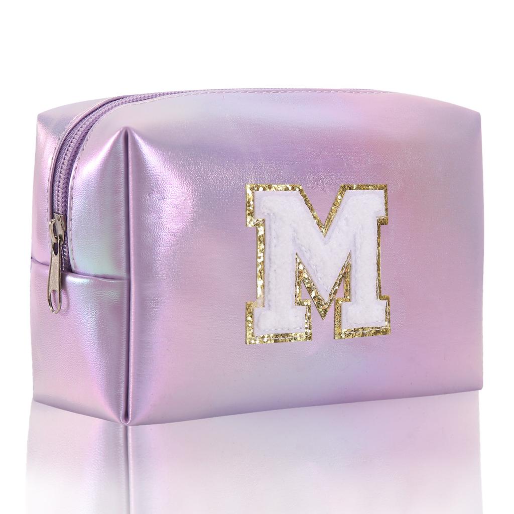 Octagon Bag Embroidery Alphabet Makeup Bag Large Capacity Toiletry Bag Travel Storage Bag Clutch Bag