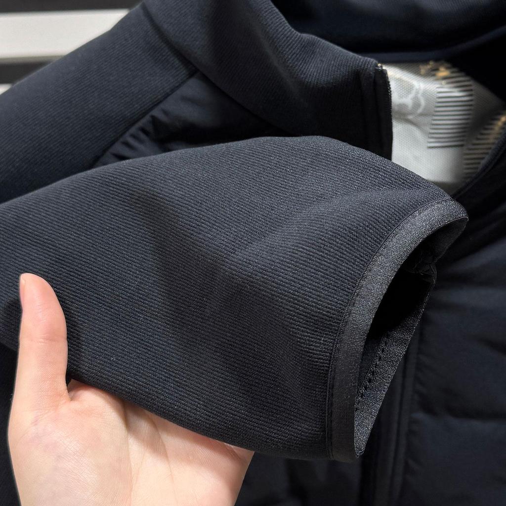 Men's Ribbed Cotton Padded Jacket - Warm Stand Collar for Autumn/Winter, Suitable for Mid-Age and Youth, Casual Versatile Layering.