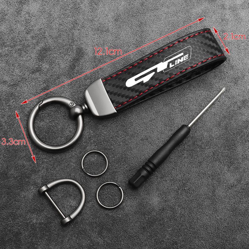 Portachiavi per Auto in Fibra di Carbonio per Kia GT GT Line Elantra Sportage Rio Ev6 K2 Portachiavi in Pelle Portachiavi Cinghia per Chiavi Accessori bhmcg60
