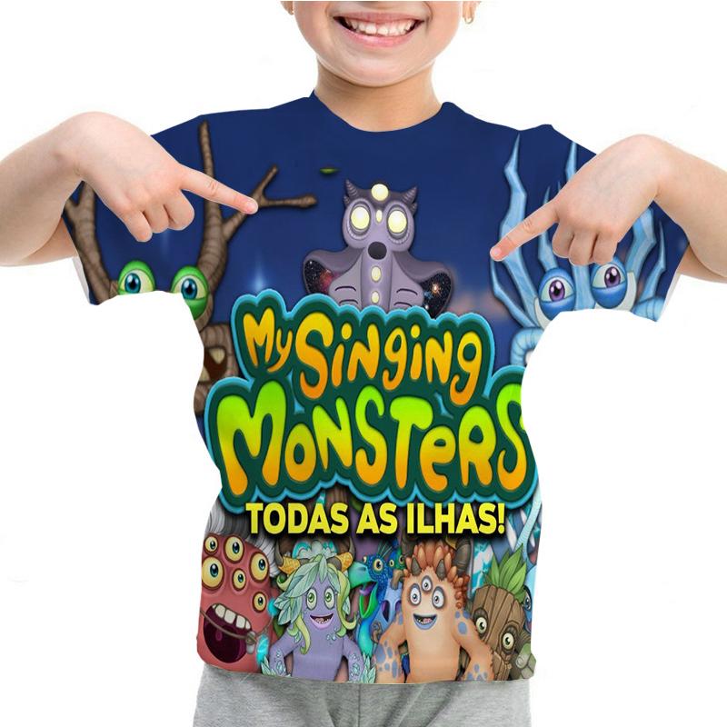 

Футболка с принтом My Singing Monsters 3D для мальчиков и девочек, летняя футболка с рисунком в стиле аниме с 3D-принтом, повседневные футболки с круглым вырезом и короткими рукавами для детей 140