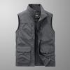 Four Seasons Middle-aged and Elderly Men's Vest Thin Sleeveless Stand-Up Collar Multi-Pocket Quick-Drying Vest Large Size Vest