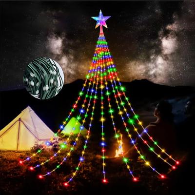 LED Christmas Tree Garland Light Fairy Lights Smart String Lights With Star Topper For Party Home Garden Christmas Tree Decor