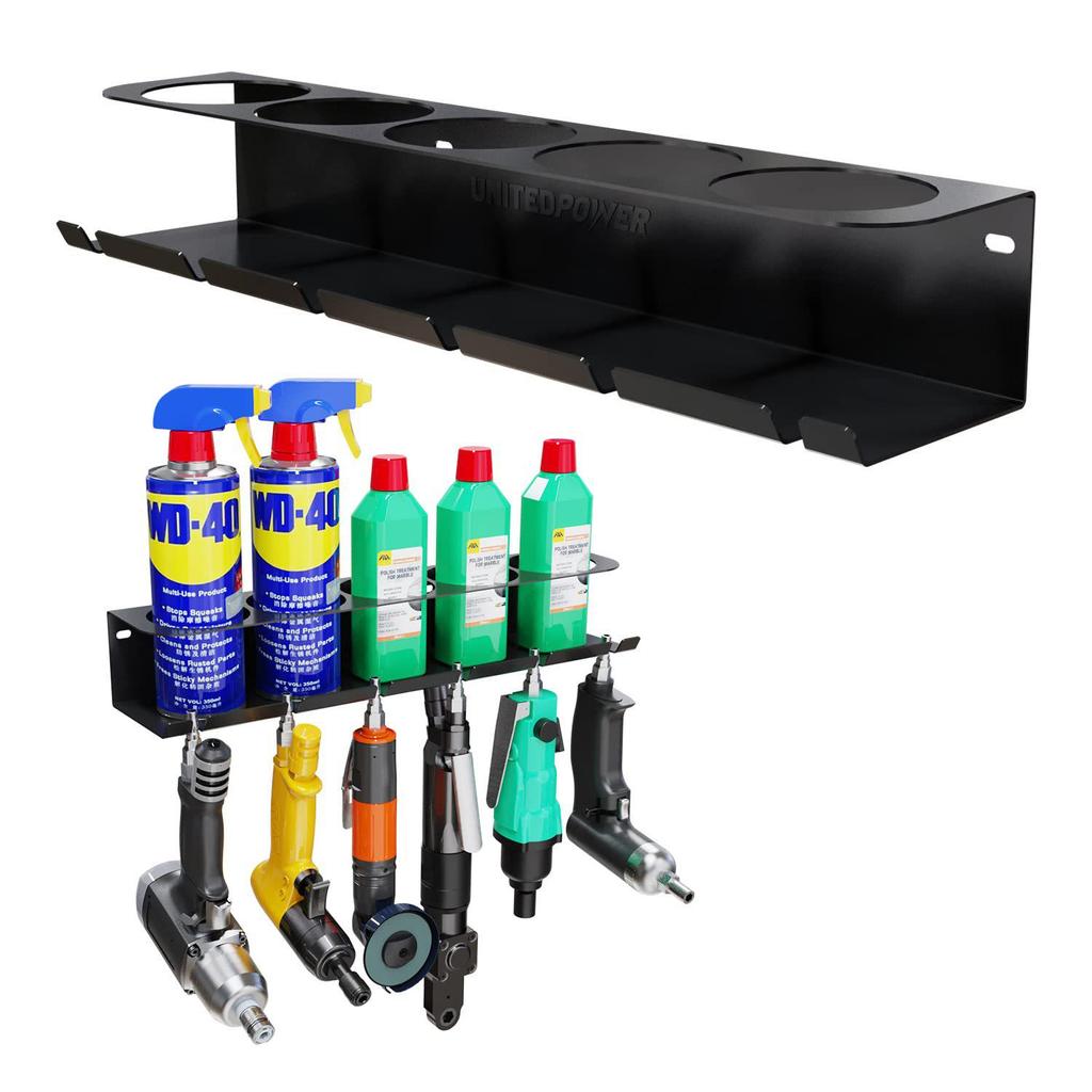 Wall-Mounted Aerosol Spray Can and Tool Organizer for Garage or Home