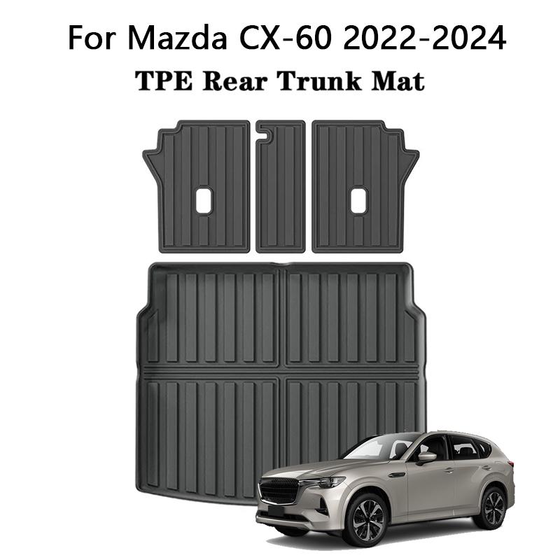For Mazda CX-60 CX60 2022-2024 Car Rear Trunk Mat TPE Rear Seat Backrest Pad All Weather Waterproof Trunk Floor Cargo Liner Pads