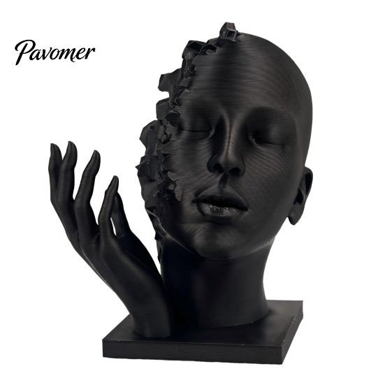 Artistic Tension Sculpture Abstract Broken Face Art Sculpture, Nordic Minimalist Plastic Statue, 3D Printed Deconstructive Ornament for Living