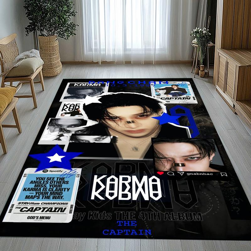 Bang Chan Kpop Stray Kids Living Room Non-Slip Area Rug Soft Carpet for Bedroom Kids Playroom Sofa,Home Decor Doormat Gift 40cm x 60cm