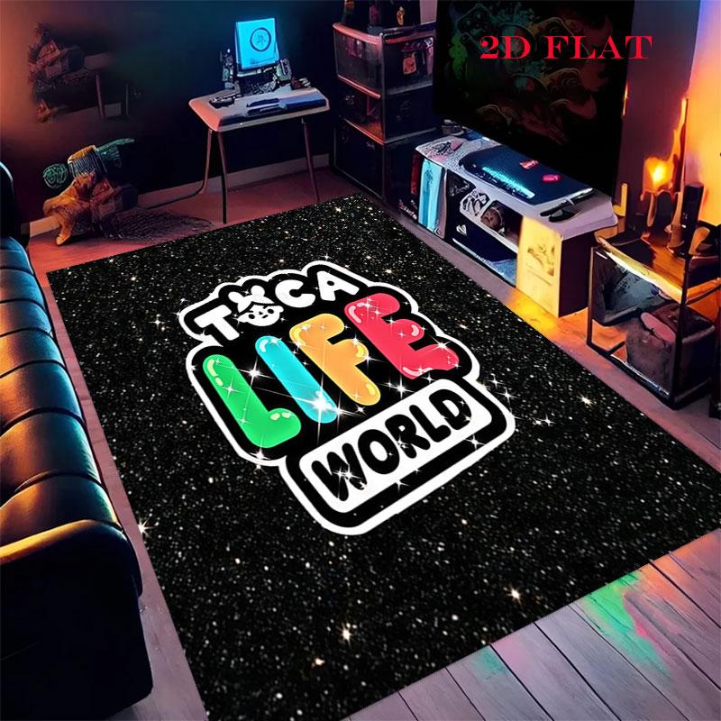 Toca Life World Teppich für Wohnzimmer Schlafzimmer Zuhause Sofadekoration, rutschfeste Bodenmatte für Kinder zum Spielen