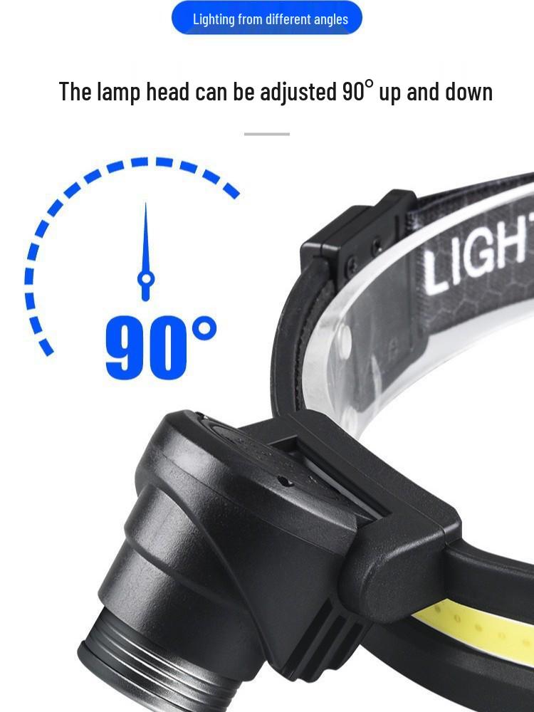 USB Rechargeable Dual Light Source Waterproof Headlamp for Night Fishing