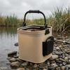 Foldable Fishing Bucket Padded Handle Square Angling Container Side Pockets Basket