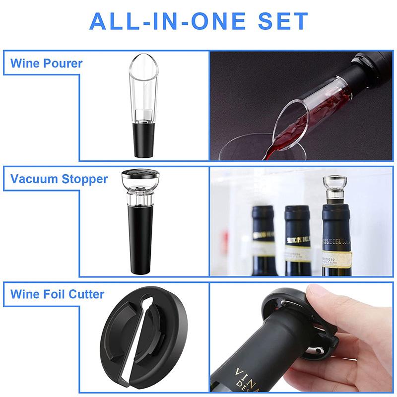 Elektrisches Weinöffner-Set Wiederaufladbares Weinflaschen-Korkenzieher-Entferner-Kit