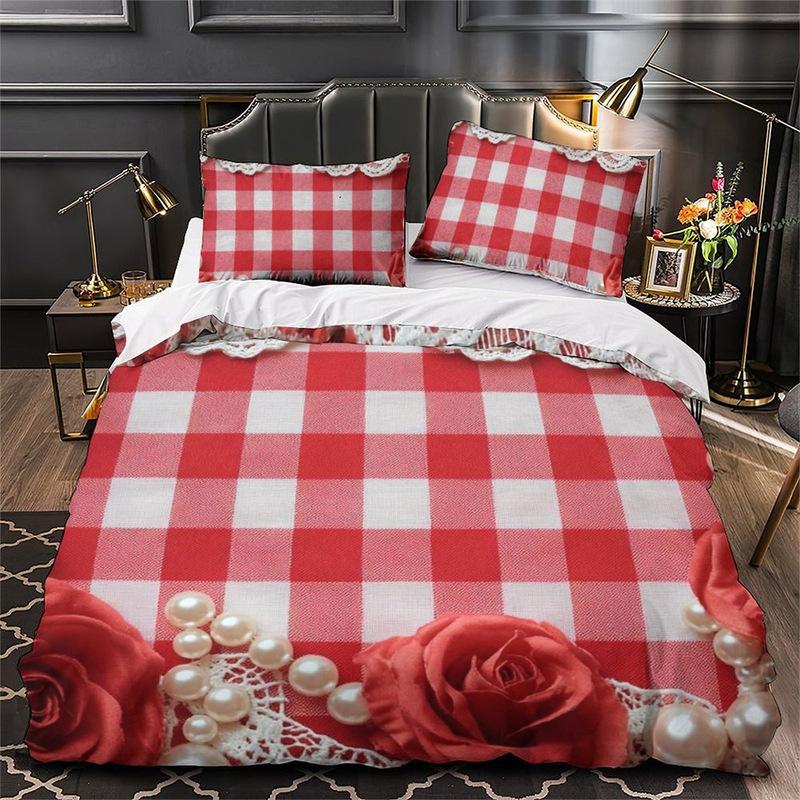 3D Digital Printing Bedding Two Or Three-Piece Valentine'S Day Flower Series Polyester Quilt Set