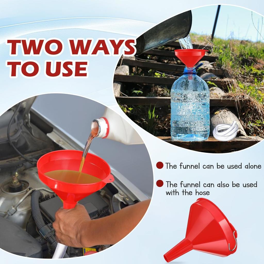 Long Funnel For Transmission Fluid 3.28 Foot Clear Tubing Plastic Wide Mouth Oil Funnel With Hose Flexible For Car, Engine, Gas, Water, Fluid