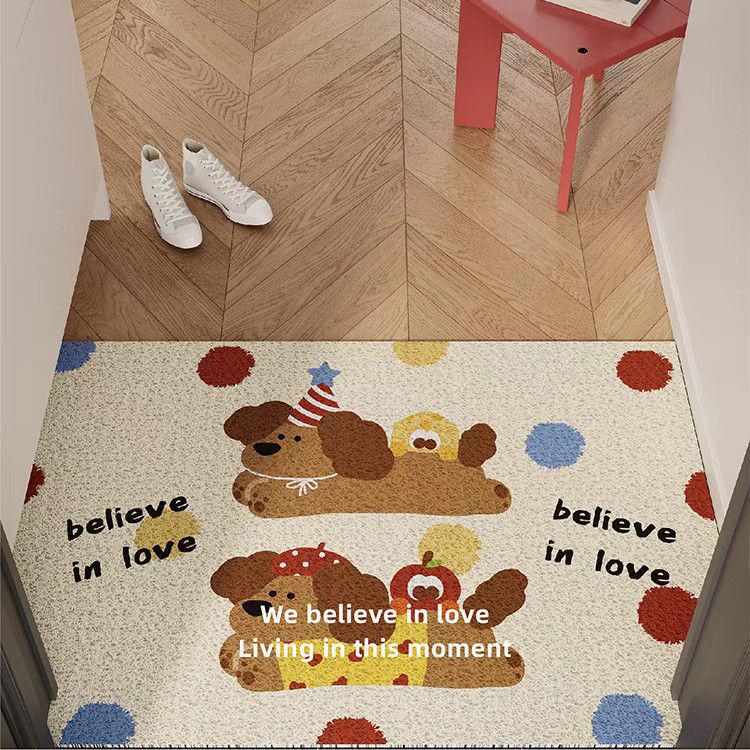 Cartoon Puppy PVC Entrance Mat: Dirt-Resistant, Easy-Clean Door Mat for Shoe Changing Areas and Hallway Entrances. 40*60cm