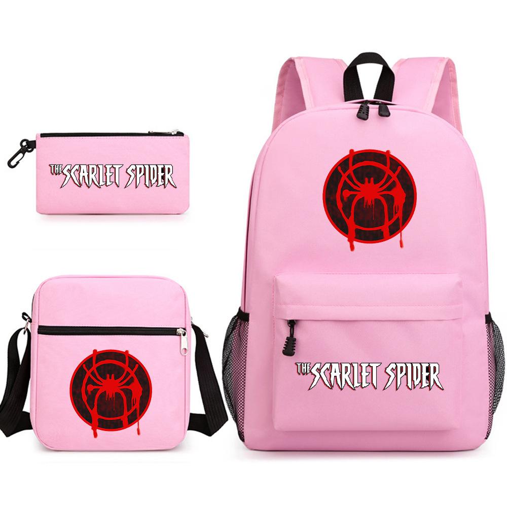 Spider-Man Schoolbag Three-Piece Set, Male And Female Students Heat Transfer Backpack, Satchel Bag, Pencil Case, Stationery Box Set. Backpack