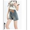 Retro Denim Shorts Women's Summer New High Waist Slimming Slim Fit Small Slimming A- Line Wide-Leg Hot Pants