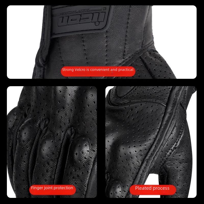 "Summer Windproof Retro Leather Motorcycle Gloves: Breathable, Anti-Fall, for Harley Riding"