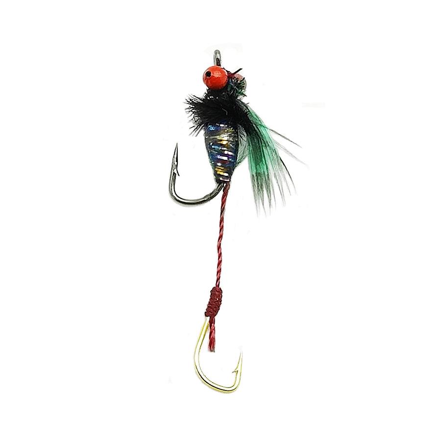 Double Hook Rattlesnake Fly: Colorful Wing Micro Lure for Mosquito, Horsemouth, Striped Fish—Bionic Nanoworm.
