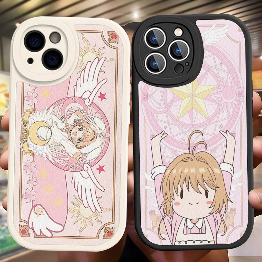 C-Cardcaptor Sakura Phone Case for iPhone 16 15 14 11 12 13 Pro Max Plus Back Leather Shell