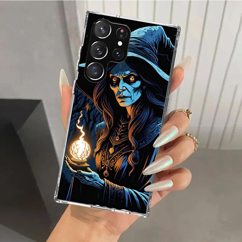 Halloween Moon Witch Horror Phone Case for Samsung Galaxy S26 S24 S23 Ultra S25 Edge S22 S21 Plus S20 FE + Soft Print Shell Fund