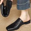 Women's Sandals Simple Low Heels Slippers Woman Designer Luxury Sandals Square Toe Deep Mouth Soft Leather Soft Pantuflas