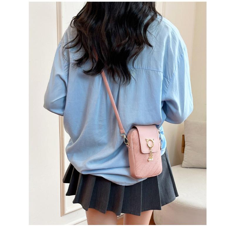 Korean Style Phone Crossbody Bag Trendy Textured Shoulder Purse for Women
