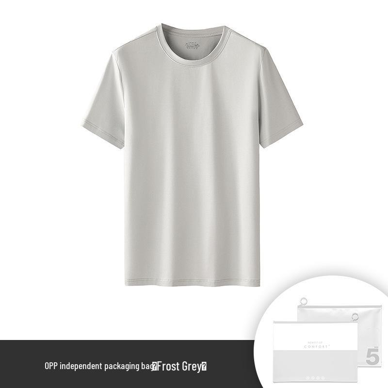 Ice-Feeling Men's White Antibacterial Short-Sleeve Round Neck T-Shirt