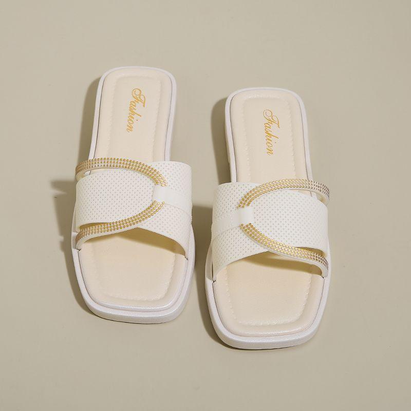 

Туфли с квадратным носком для женщин, уличные плоские шлепанцы, оригинальные сандалии, сандалии H нового стиля, элегантные и модные, уникальные женские тапочки 40-41