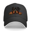 Realistic Rottweiler Dog Peeking Art Print Home Decor Hip Hop Hat Fashion Outdoor Sports Sandwich Baseball Cap