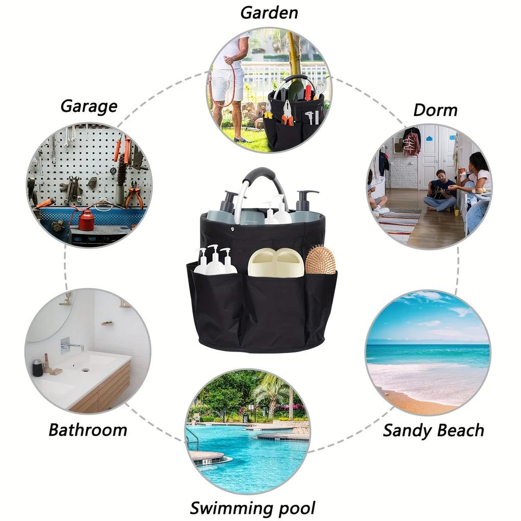 17L Large Storage Organiser Bag Folding Basket Picnic Tote Outdoor Cleaning Caddy with Handle Tool Bag Cleaning Supplies