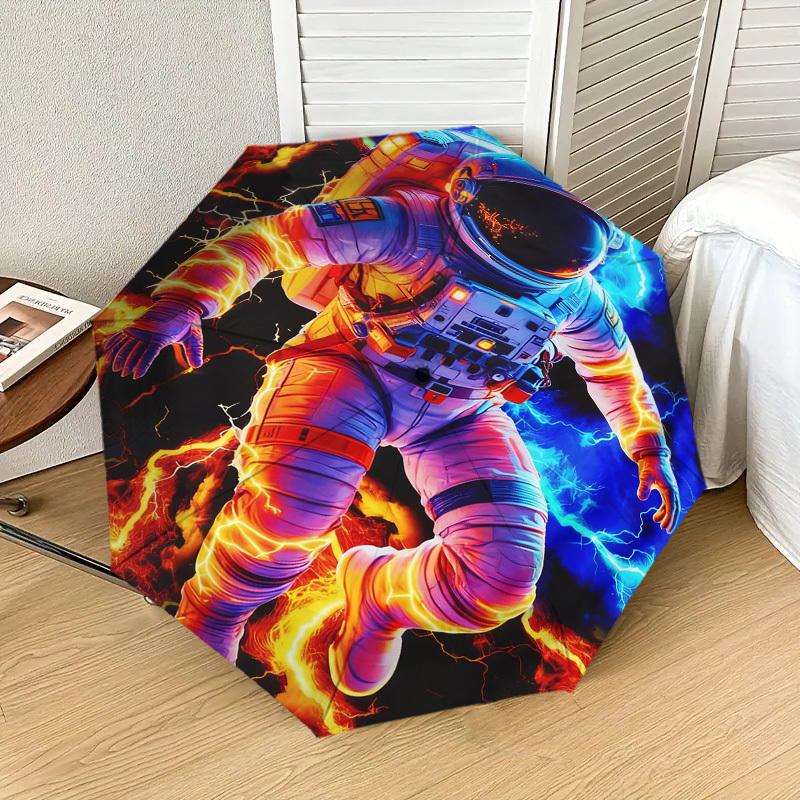 1pc Astronaut Lightning Pattern Umbrella Design Automatic Opening and Closing Umbrella, High-quality Travel Umbrella,  c1128245