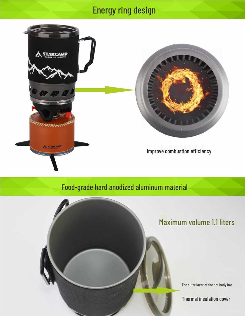 1100ML Portable Outdoor Camping Gas Stove & Cookware Set