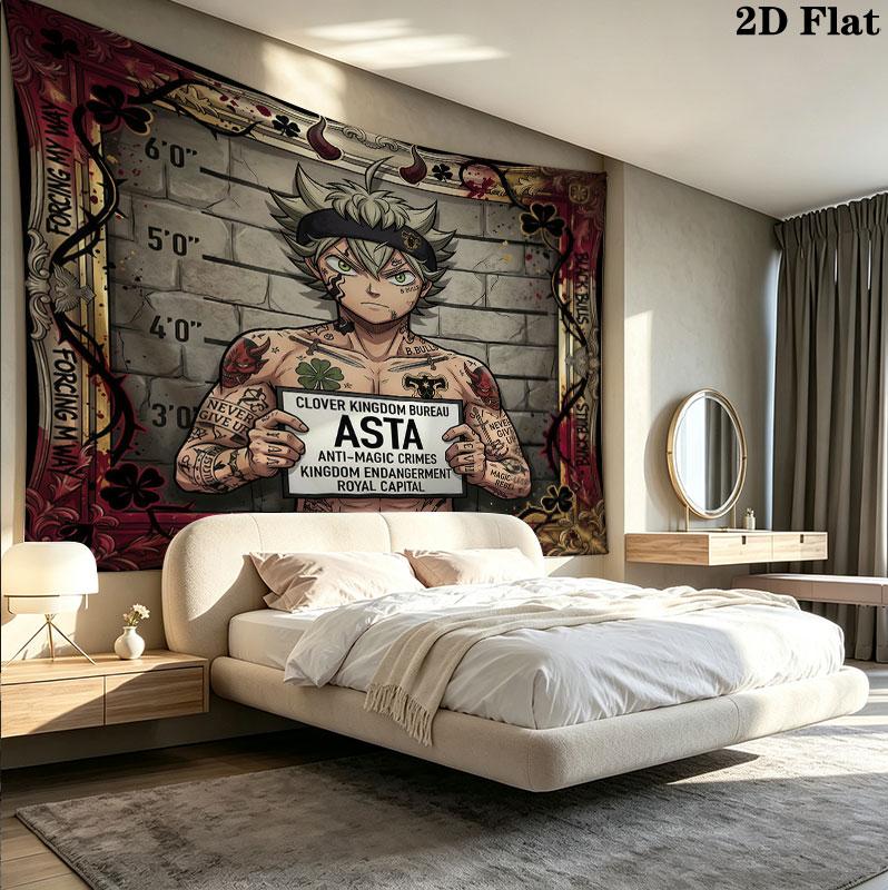 Arazzo da Parete Black Clover Appeso Estetico alla Parete Coperta in Tessuto Stampato Arazzi Decorativi per Camera da Letto Soggiorno Decorazione per la Casa