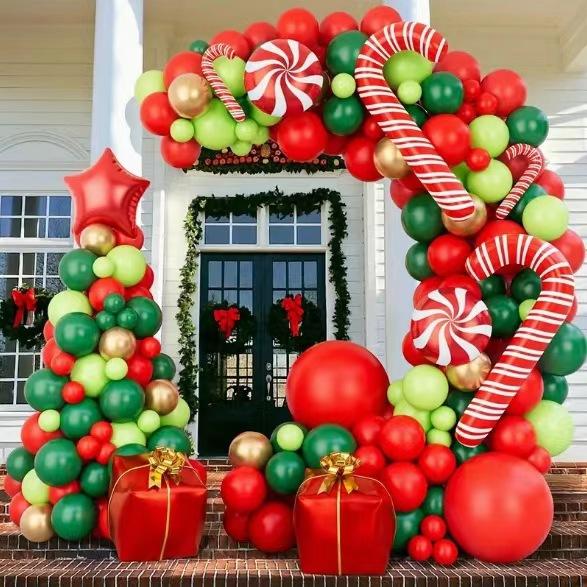 Christmas Candy Cane Gift Aluminum Film Balloon Set Birthday Party Decoration Room Decoration