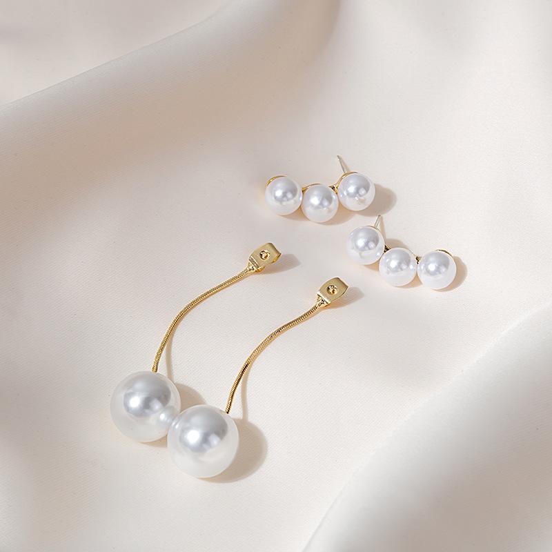 Long Tassel Fashionable Hong Kong Style Metal Pearl Earrings Trendy Fashion Girl Super Fairy Earrings