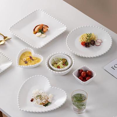 Pearl Edge Ceramic Rice Bowl Breakfast Plate Creative Cake Dessert Dish Salad Bowl Tableware