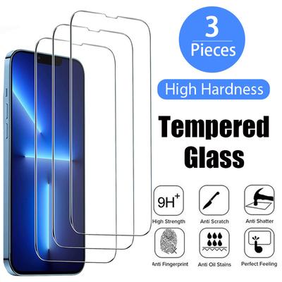 3 STÜCK Hartglas für iPhone 16 15 14 13 12 11 Pro XR X XS Max Displayschutzfolie für iPhone 12 Pro Max Mini 7 8 6 6S Plus SE Glas