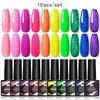 Nee Jolie 10-Color Gel Nail Polish Set Base Top Coat Soak Off UV LED Nail Art Kit for Beginners