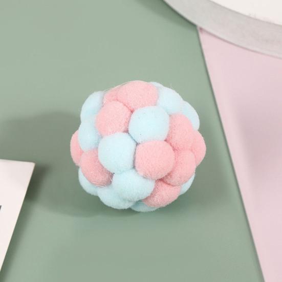 Plush Cat Toy Ball with Built-in Bell Soft Macaron Balls Bite-Resistant Cat Chew Toys for Indoor Cats and Kittens