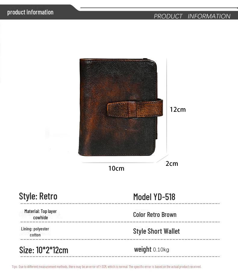 Portofel scurt retro pentru bărbați din piele naturală - stil european și american