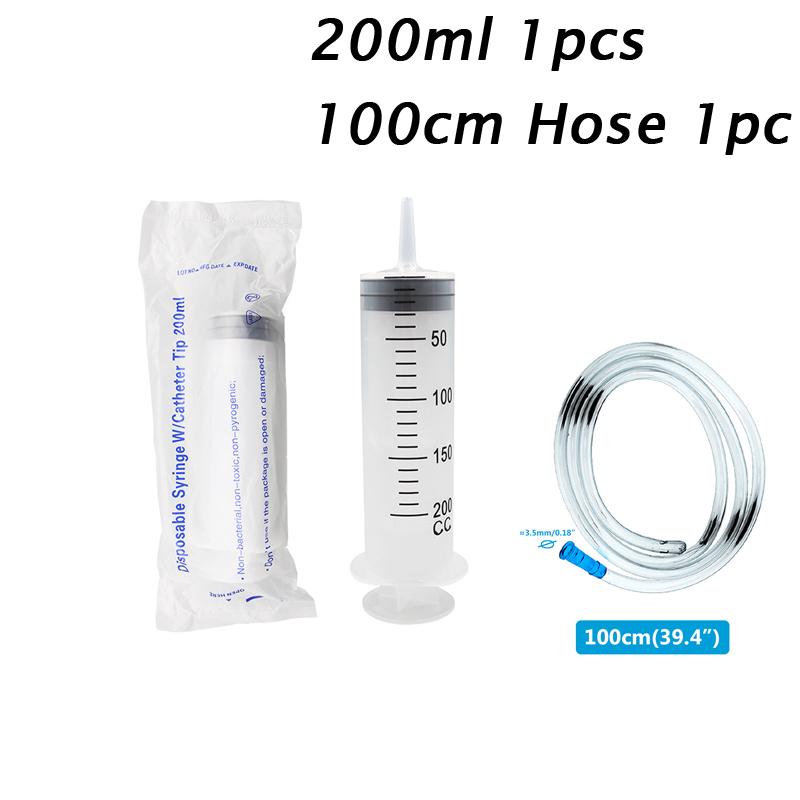 Large Capacity Syringes100ml/150ml/200ml/250ml/350ml/550ml With 30 100cm Hose Plastic Injector Pump Pet Feeding Nutrient Syringe