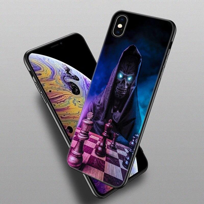Satanic Scary Skull Phone Case For Apple iPhone 13 12 Mini 11 Pro XS Max X XR 8 7 6S 6 Plus SE 2020 5S 5 Soft TPU Black Cover