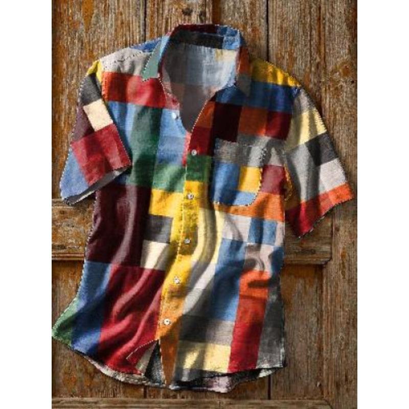 

Летние кубинские рубашки Ретро гавайская свободная мужская рубашка с коротким рукавом M